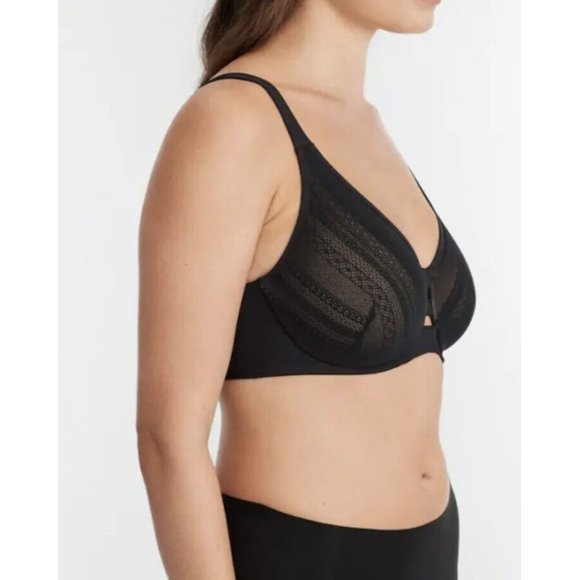 NWT Spanx Low Profile Illusion Lace Minimizer Bra Size 34G Black Champagne - Picture 8 of 11
